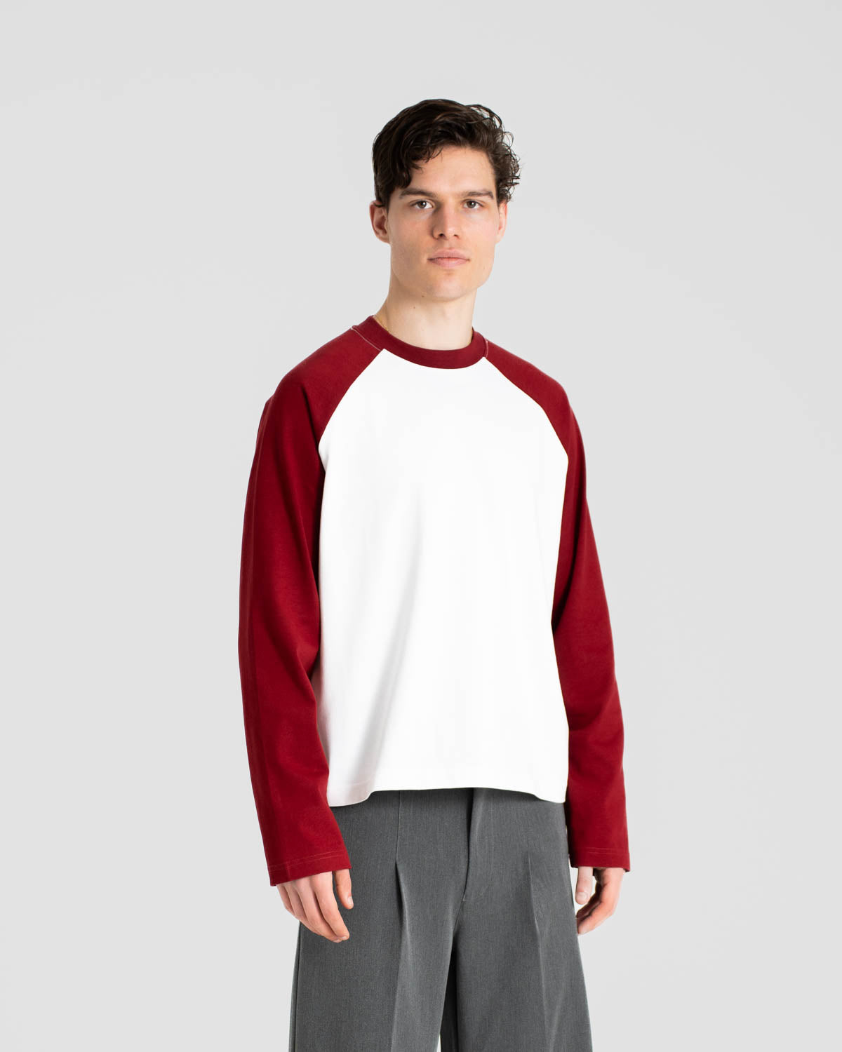 Raglan Longsleeve T-shirt White/Bordeaux